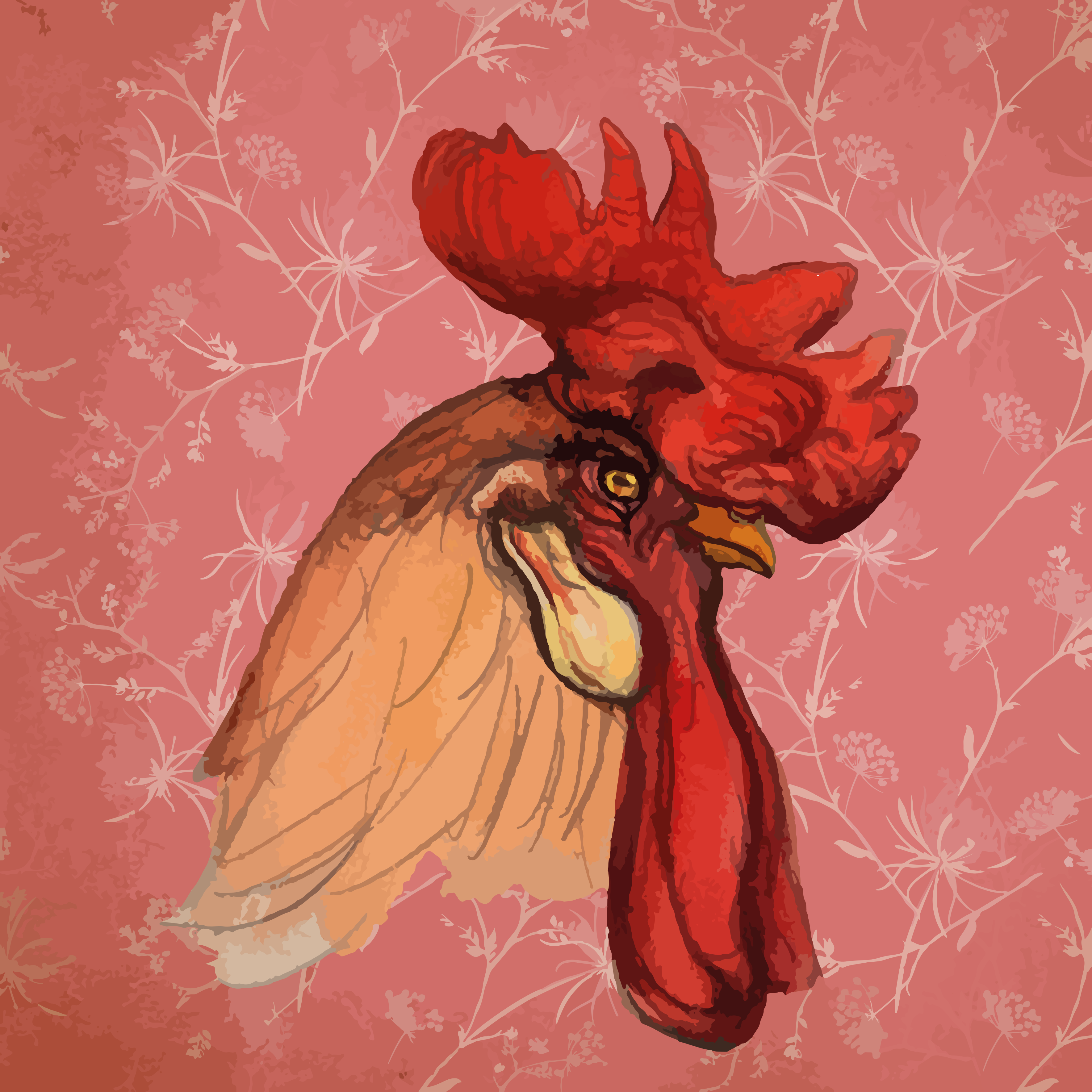 Animal print vinyl rug rooster floral design - TenStickers