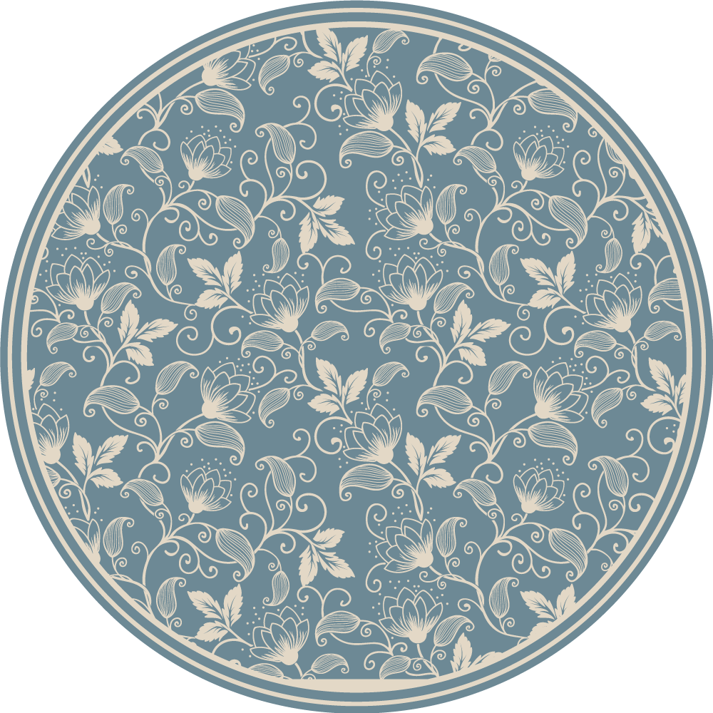 Floral vinyl rug botanical swirl design - TenStickers