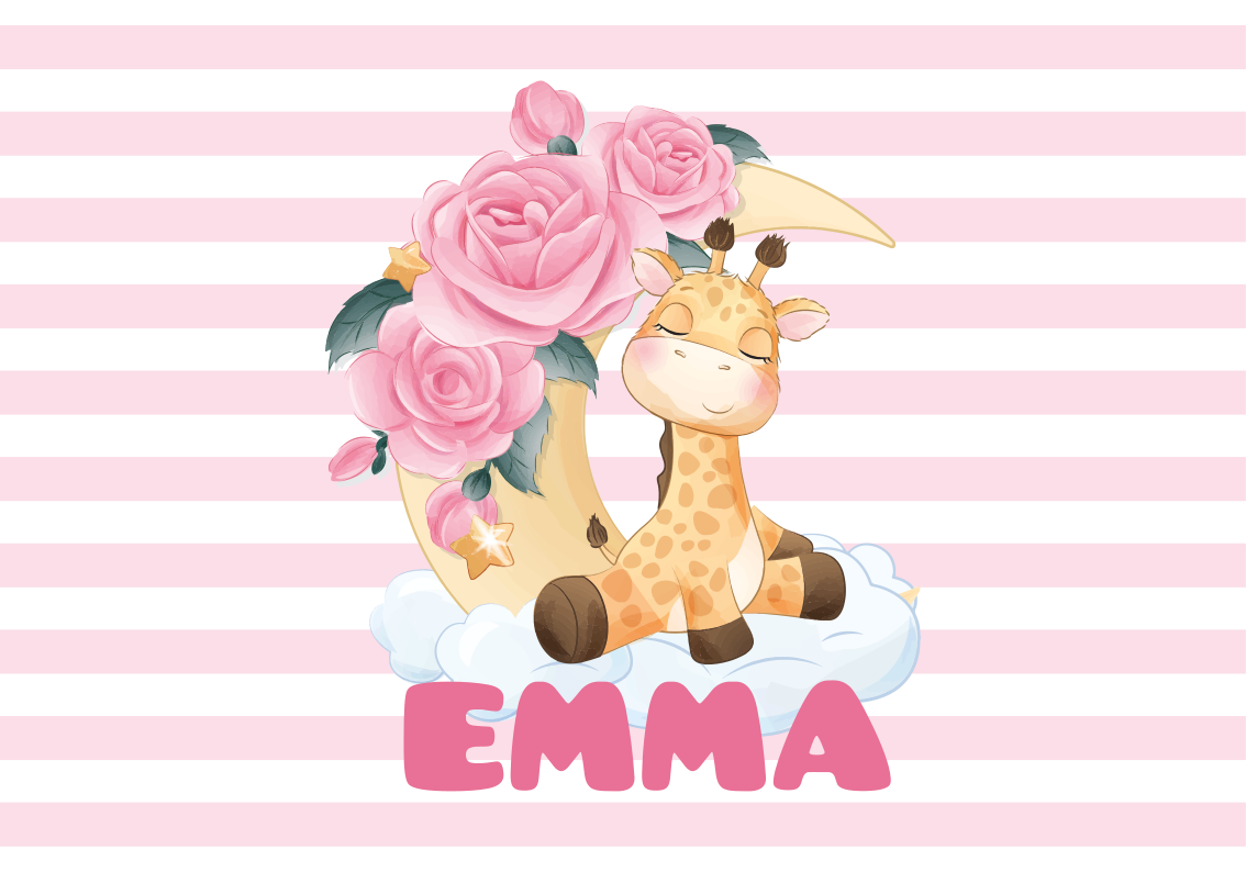 Custom happy giraffe nursery vinyl rug - TenStickers