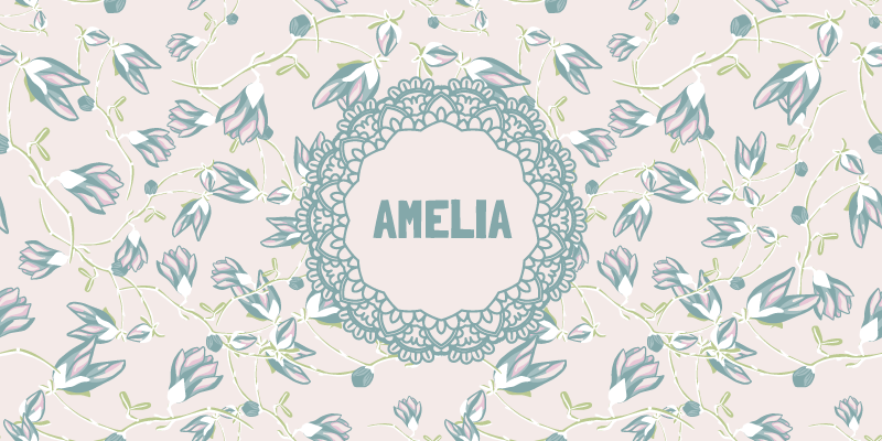 Floral design with name bedroom vinyl rug - TenStickers