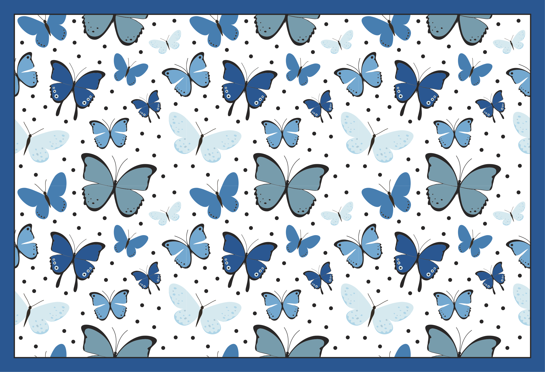 Blue butterfly pattern floral vinyl rug - TenStickers