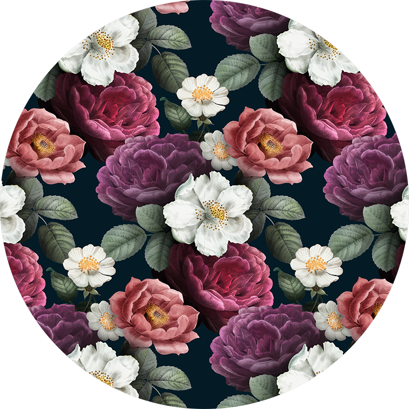 Graceful Botanical Composition floral vinyl rug - TenStickers