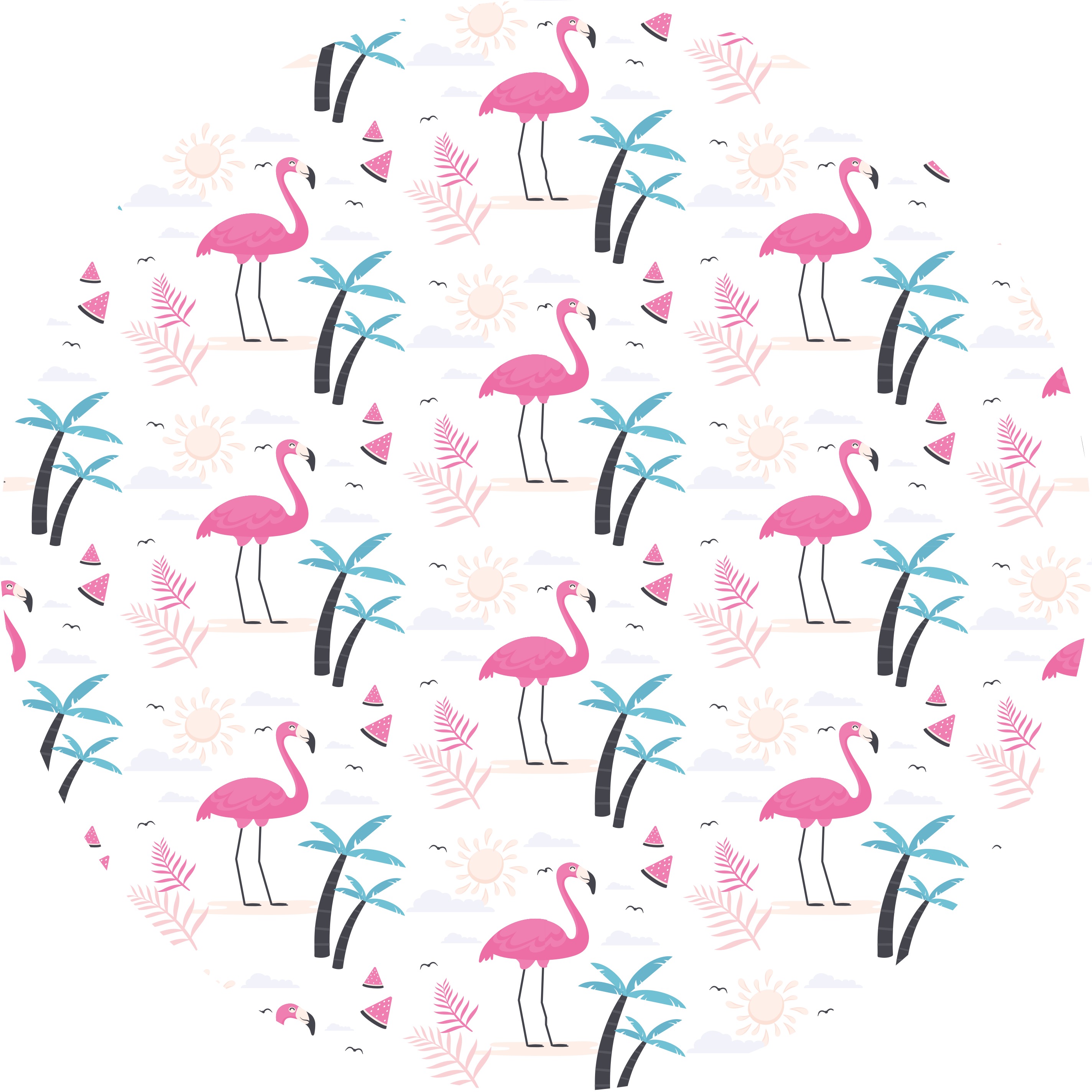 Flamingo tropical scene teenage bedroom vinyl rug - TenStickers