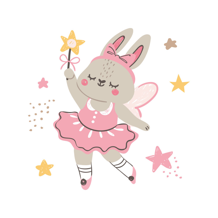 Dancing rabbit with wand kids vinyl rug - TenStickers