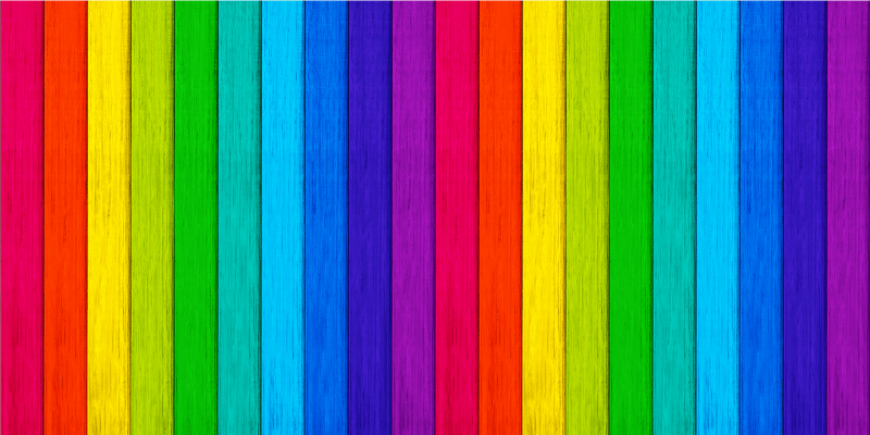 Rainbow Striped Layout wood effect vinyl rug - TenStickers