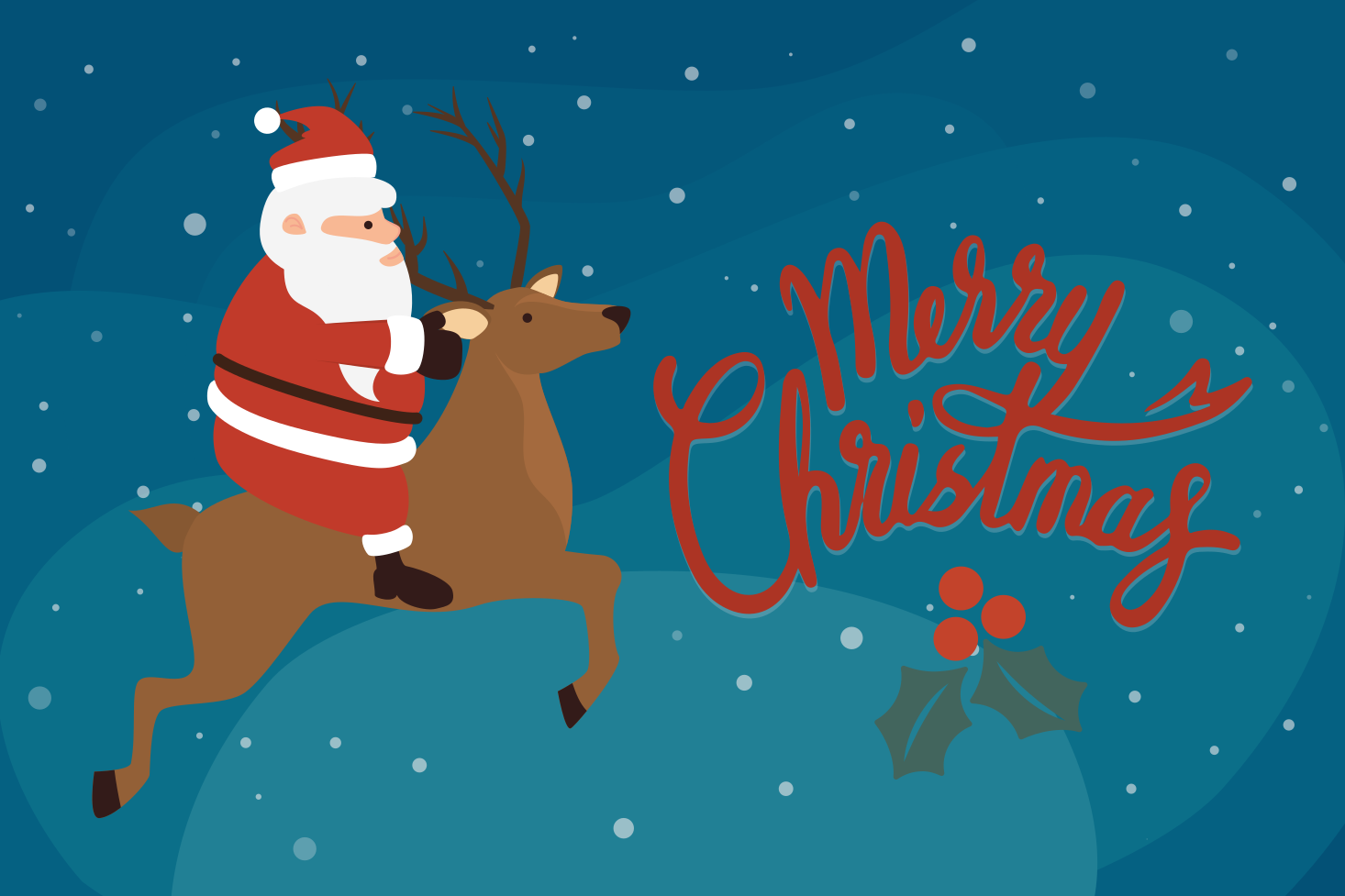 Santa Riding Reindeer Christmas vinyl rug - TenStickers