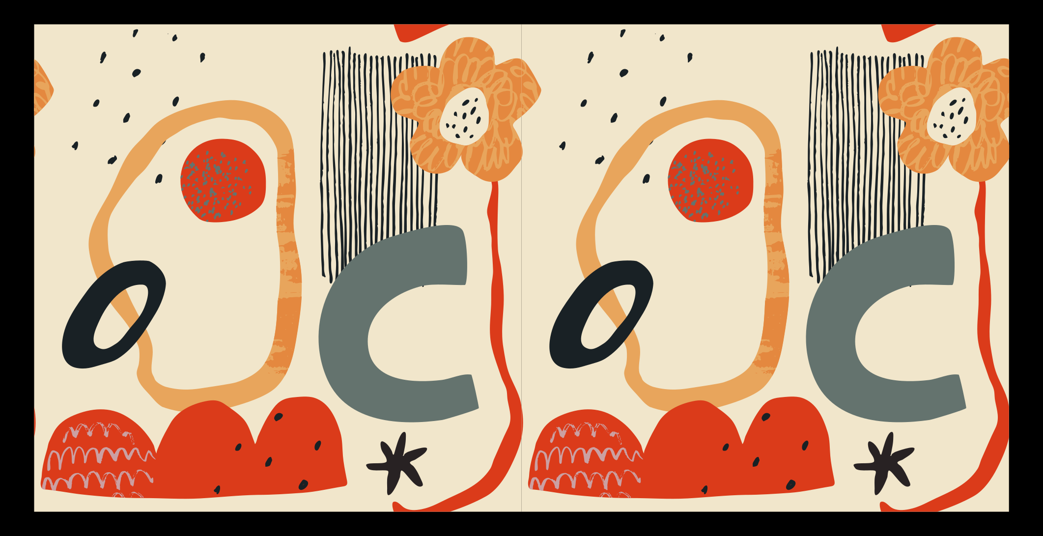 Bold floral elements modern vinyl rug - TenStickers