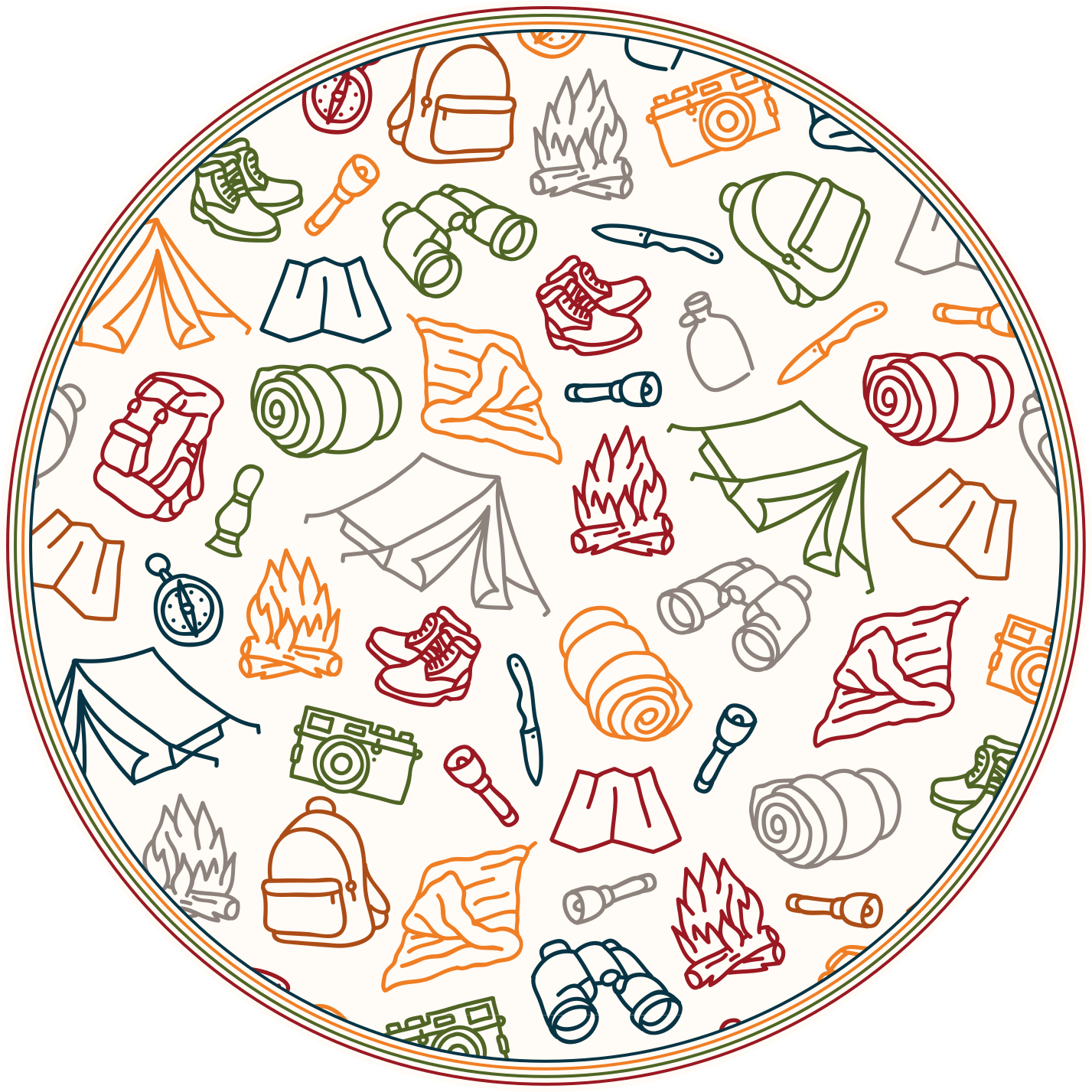 Adventure gear icons kids vinyl rug - TenStickers