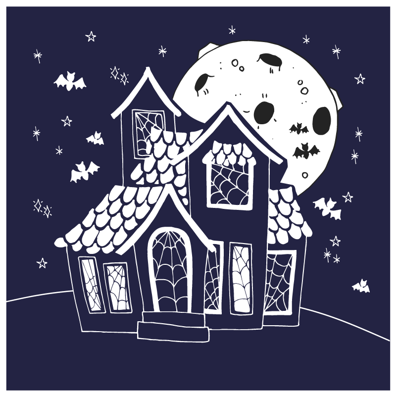 Spooky Mansion Setting halloween vinyl rug - TenStickers