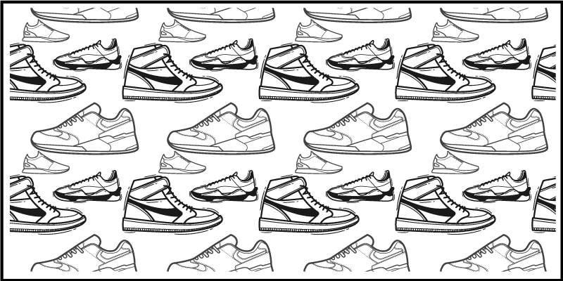 Sneaker Outline Pattern teenage bedroom vinyl rug - TenStickers