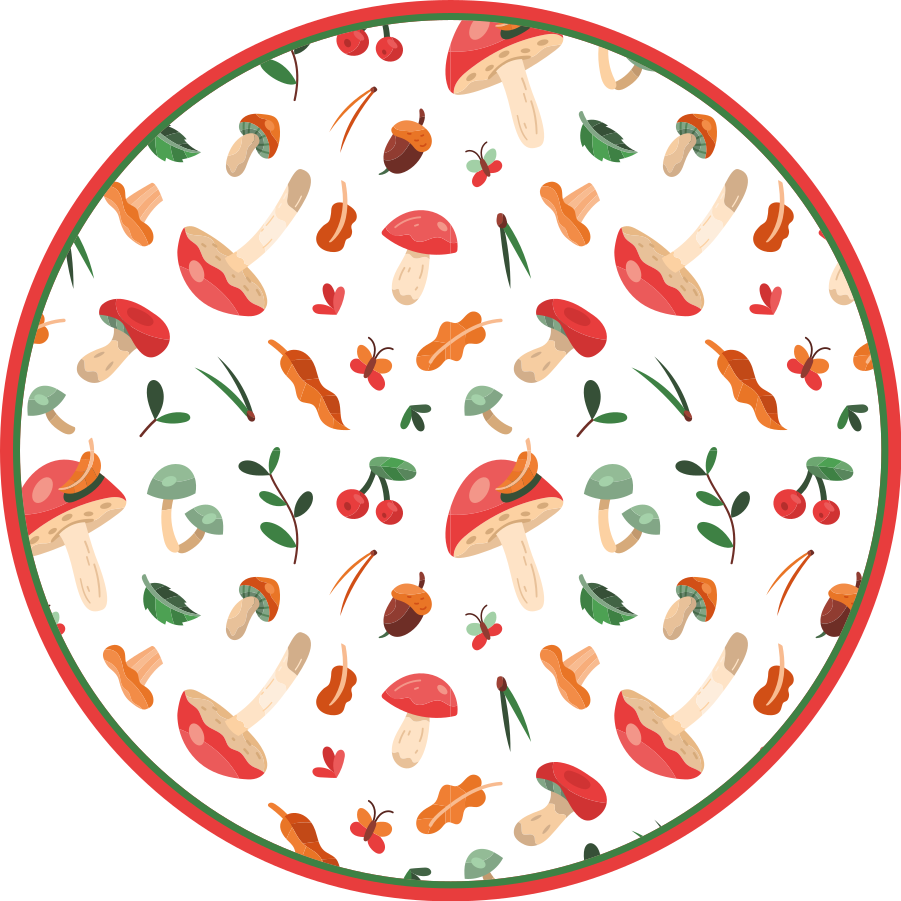 Mushroom flower illustration floral vinyl rug - TenStickers