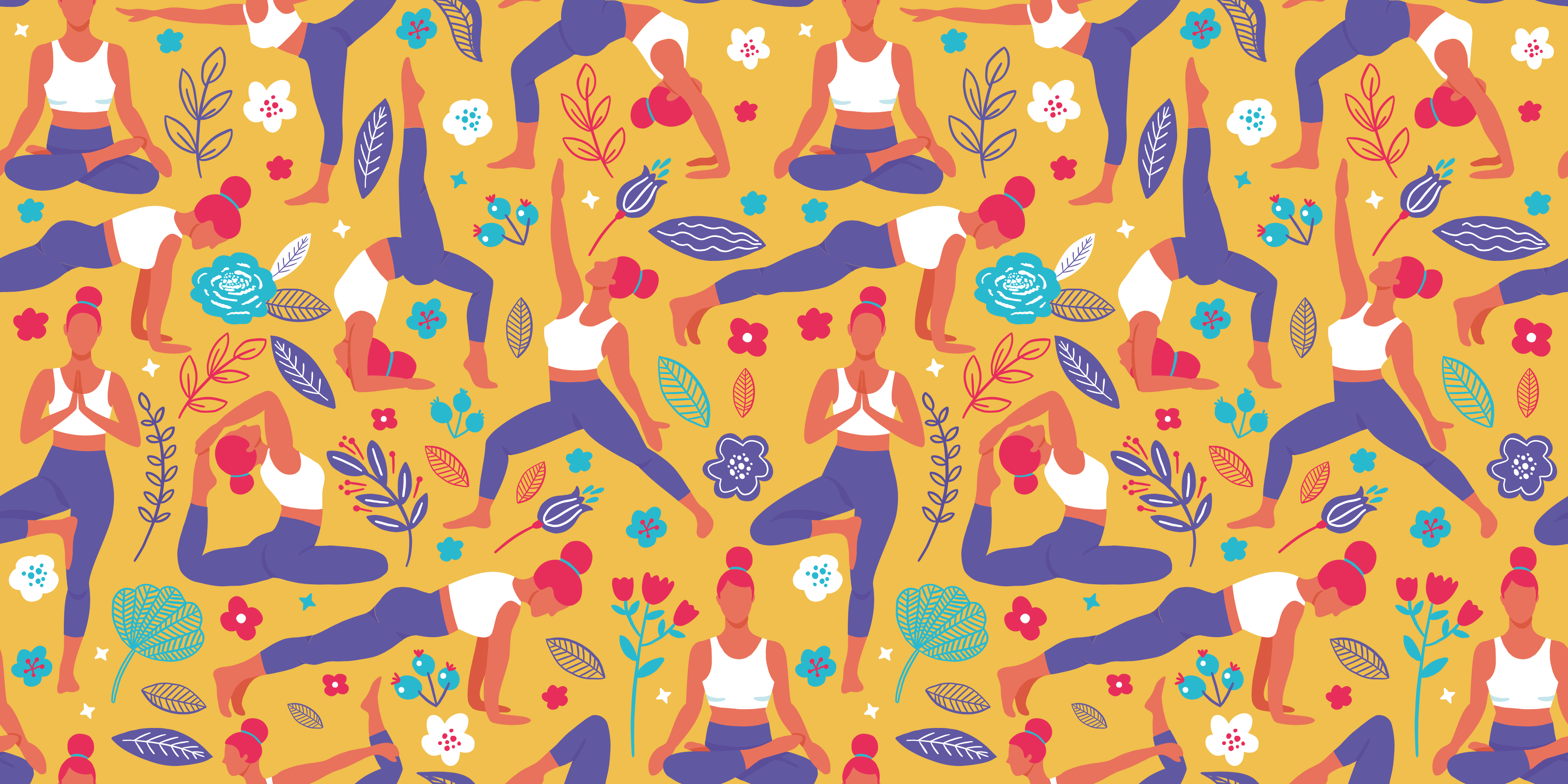 Vibrant Yoga Motifs teenage bedroom vinyl rug - TenStickers