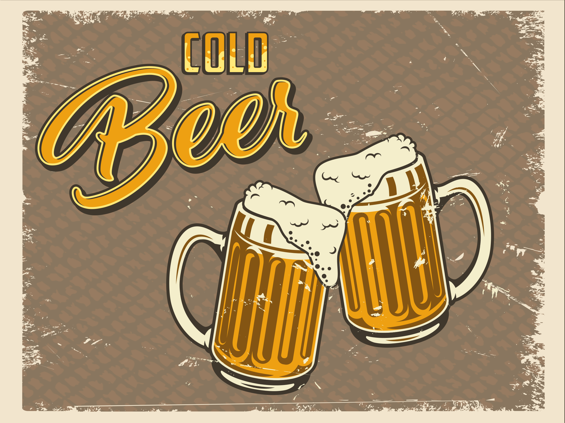 Cold beer retro dirty kitchen floor tiles - TenStickers