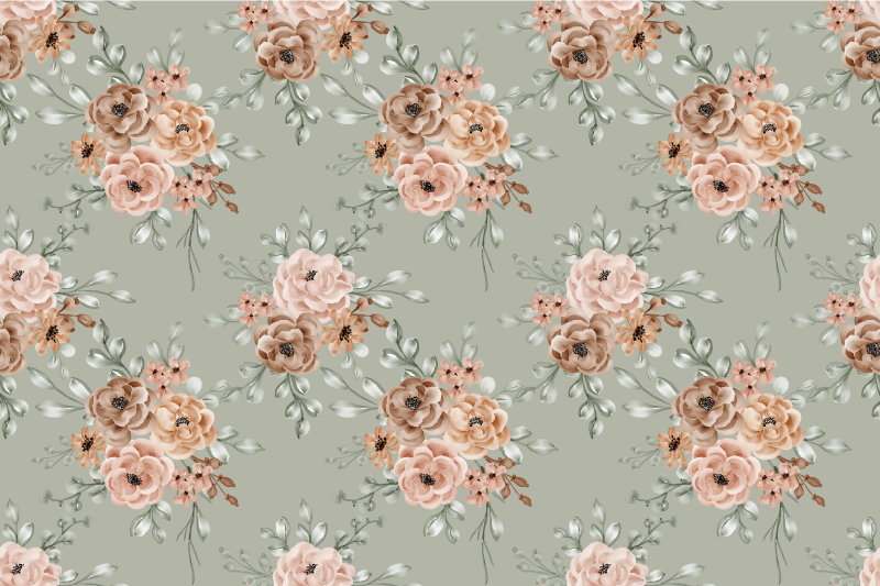 Pastel colors Pattern floral vinyl rug - TenStickers