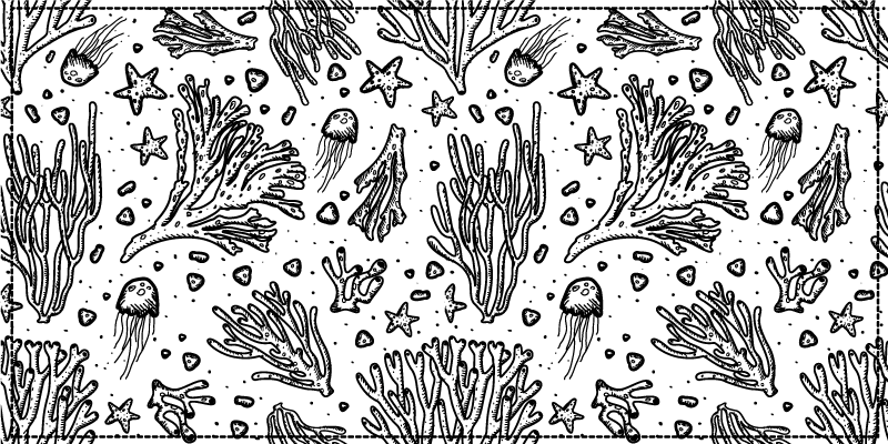 Monochrome ocean motif animal vinyl rug - TenStickers
