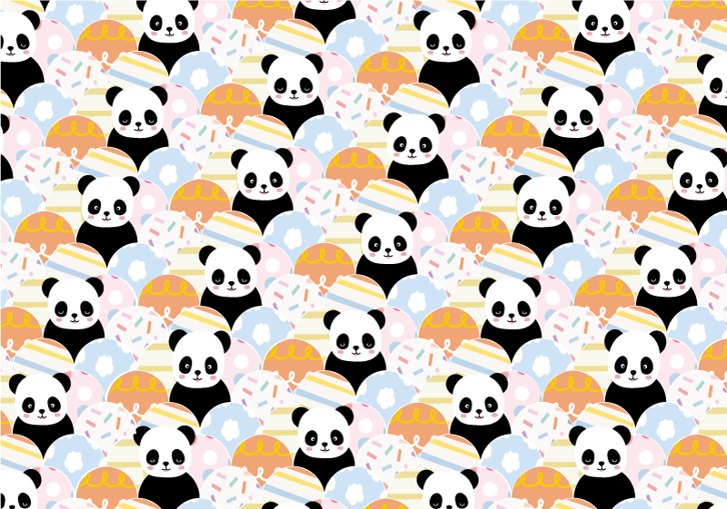 Panda Playground Pattern nursery vinyl rugs - TenStickers