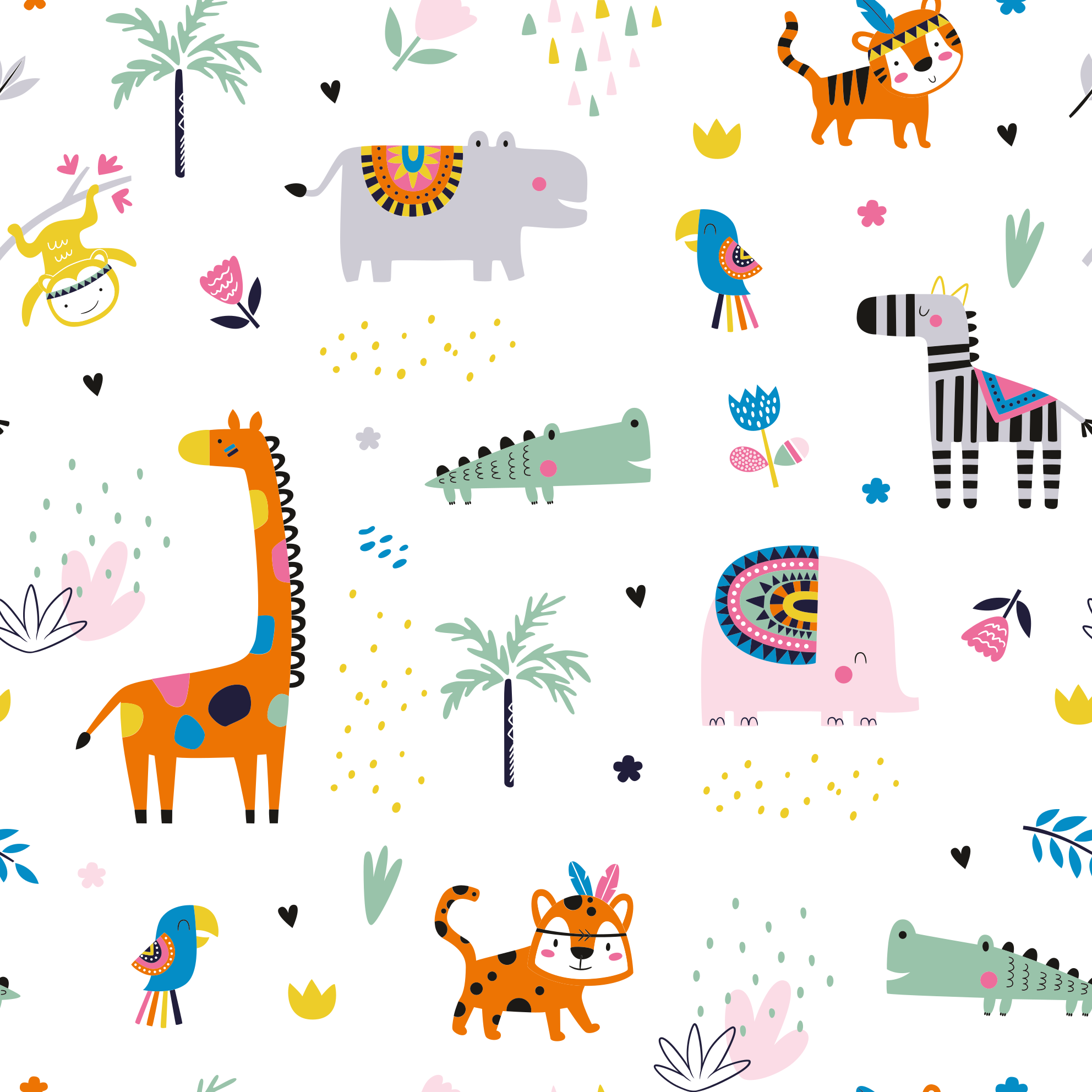 Cheerful Safari Theme nursery vinyl rugs - TenStickers