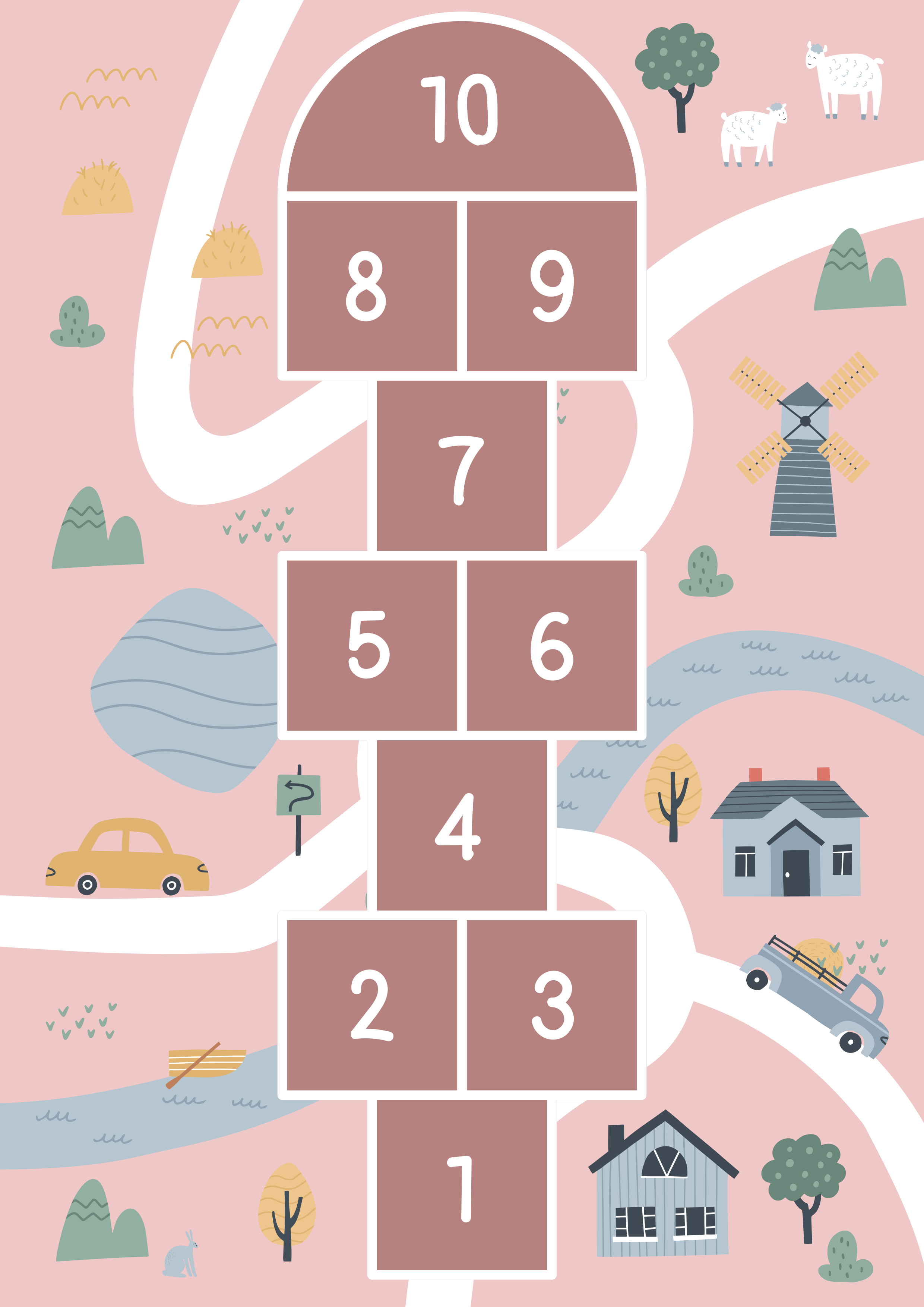 Children's Playful Hopscotch game vinyl mat - TenStickers