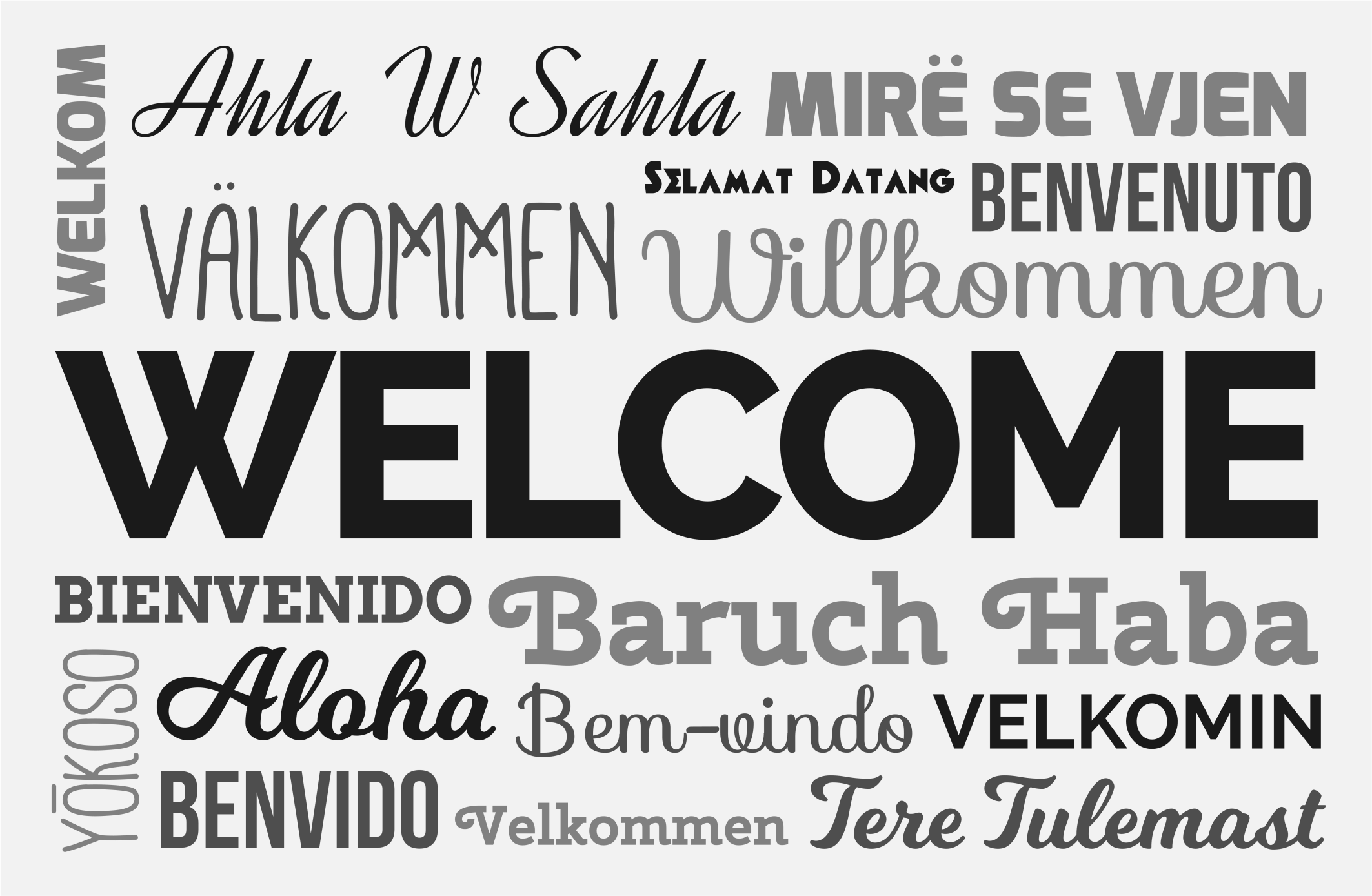 Multilingual Welcome Design entrance hall vinyl rug - TenStickers