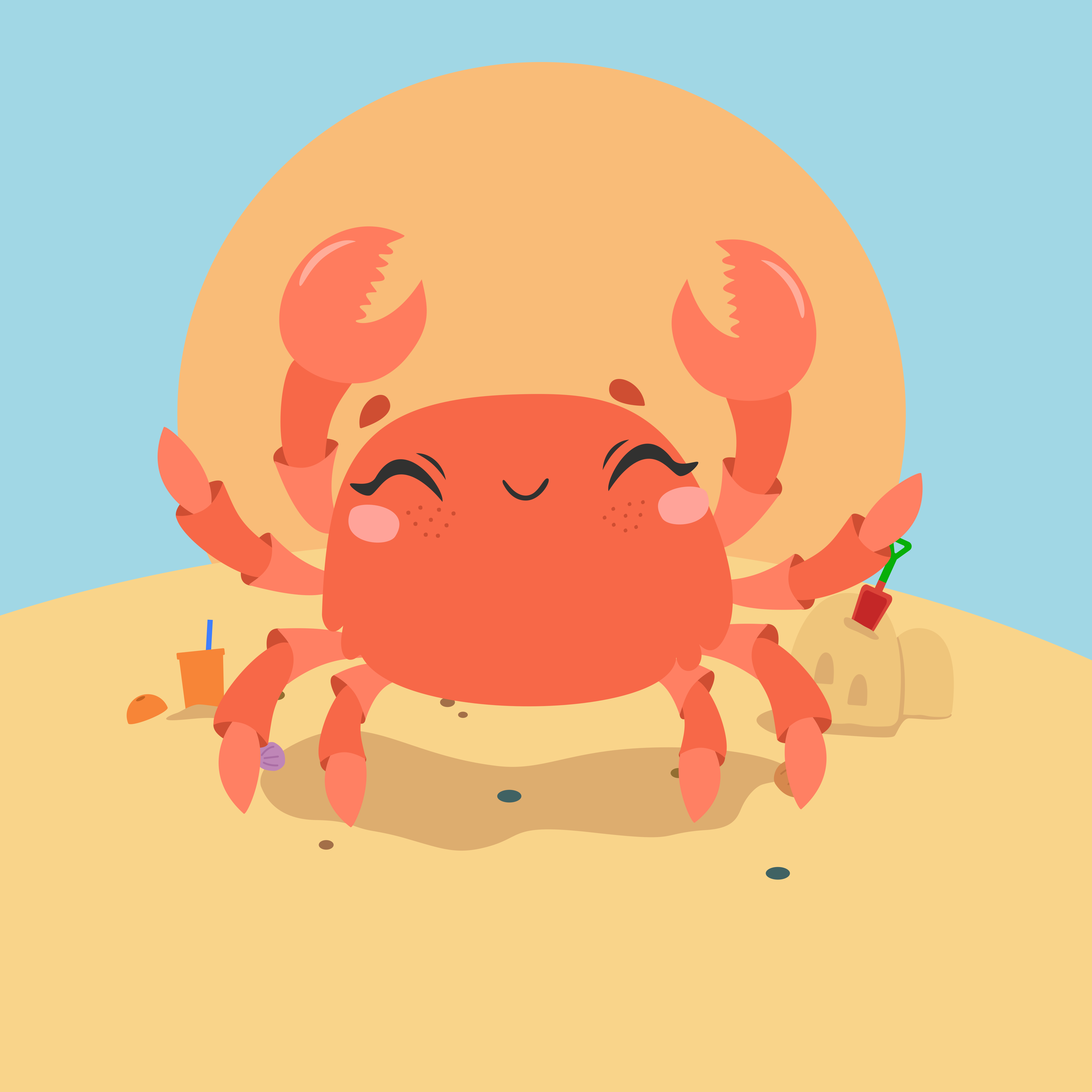 Cheerful Cartoon Crab kids vinyl rug - TenStickers