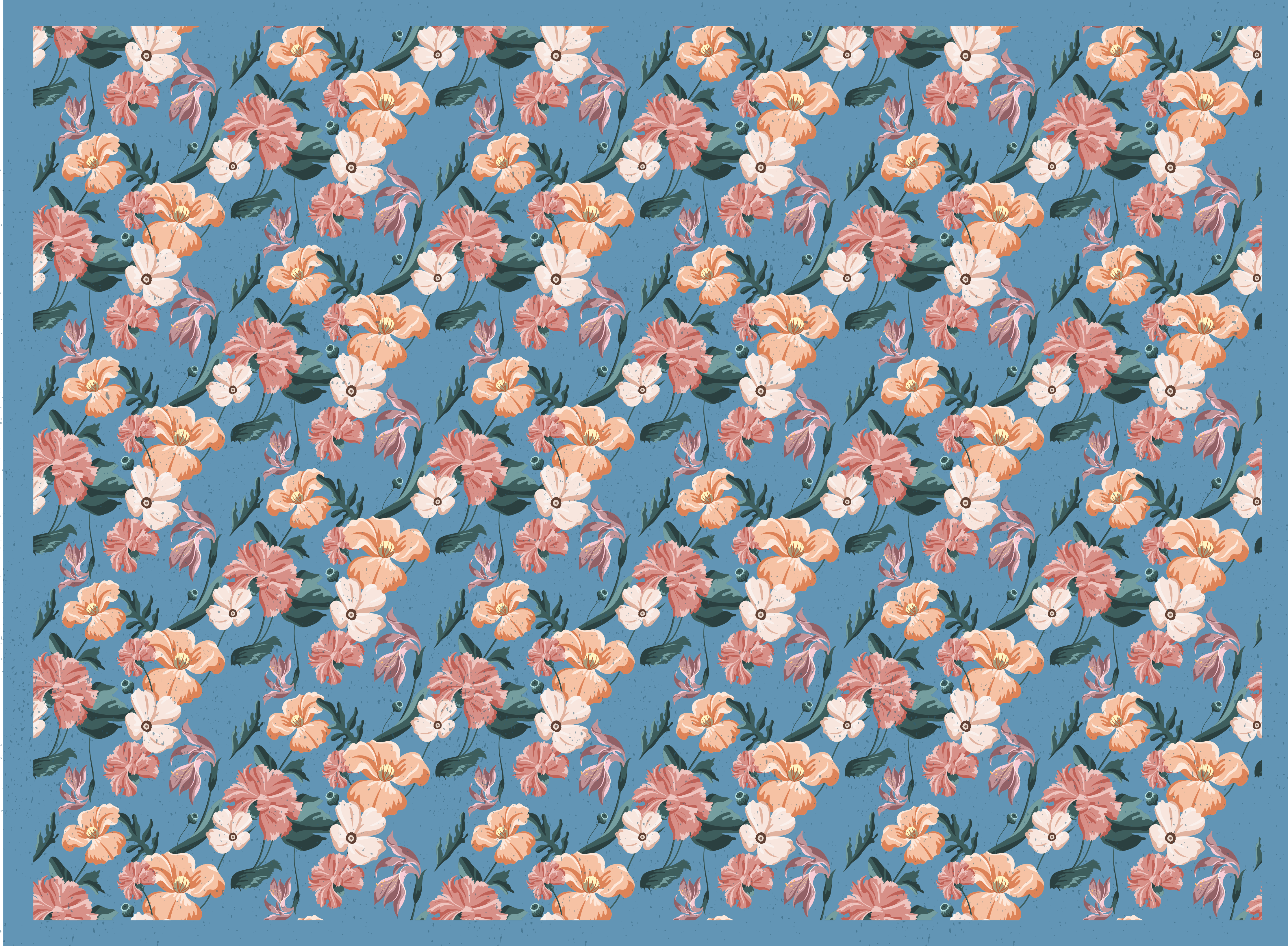 Floral Bloom Pattern flower vinyl rug - TenStickers