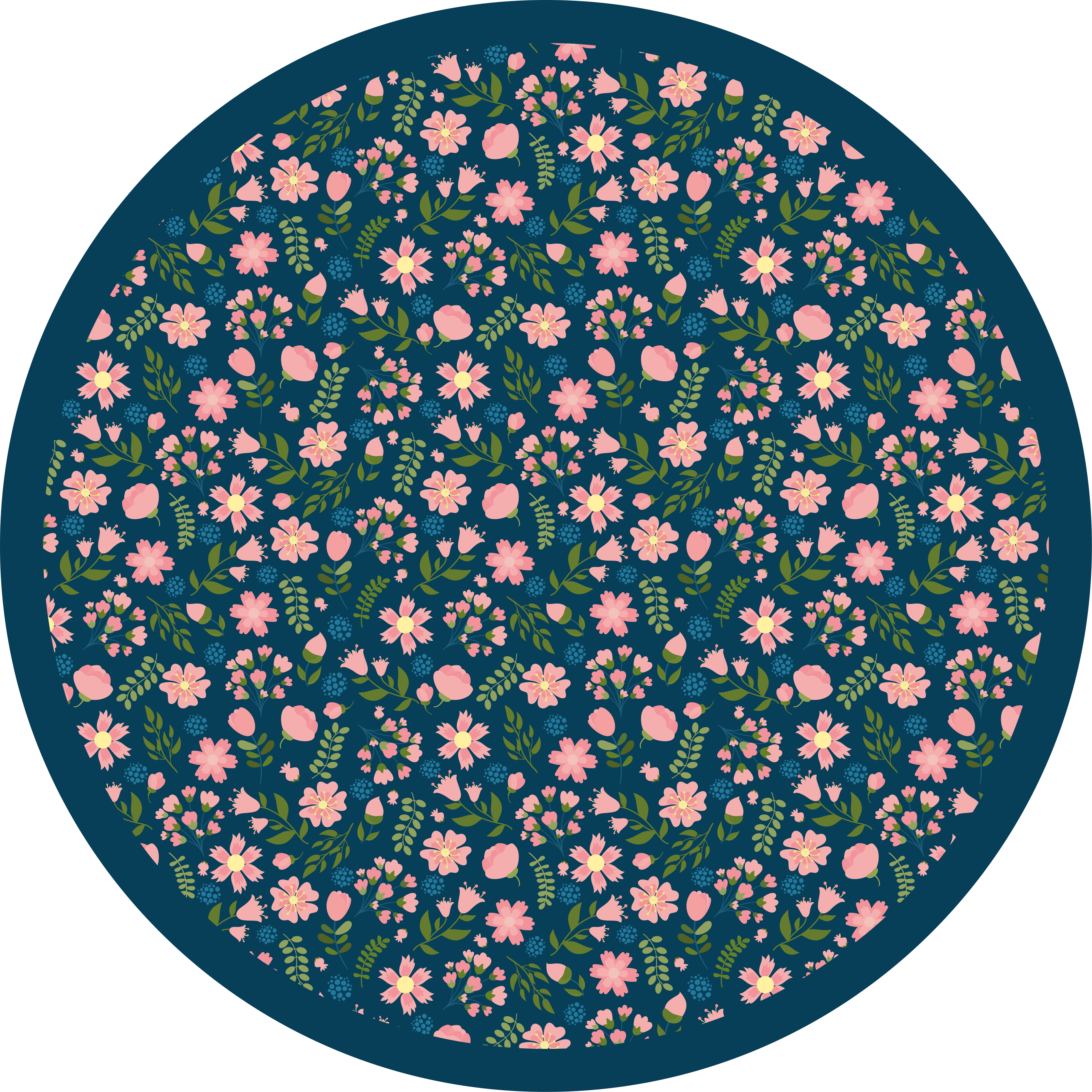 Floral Circular Pattern flower vinyl rug - TenStickers