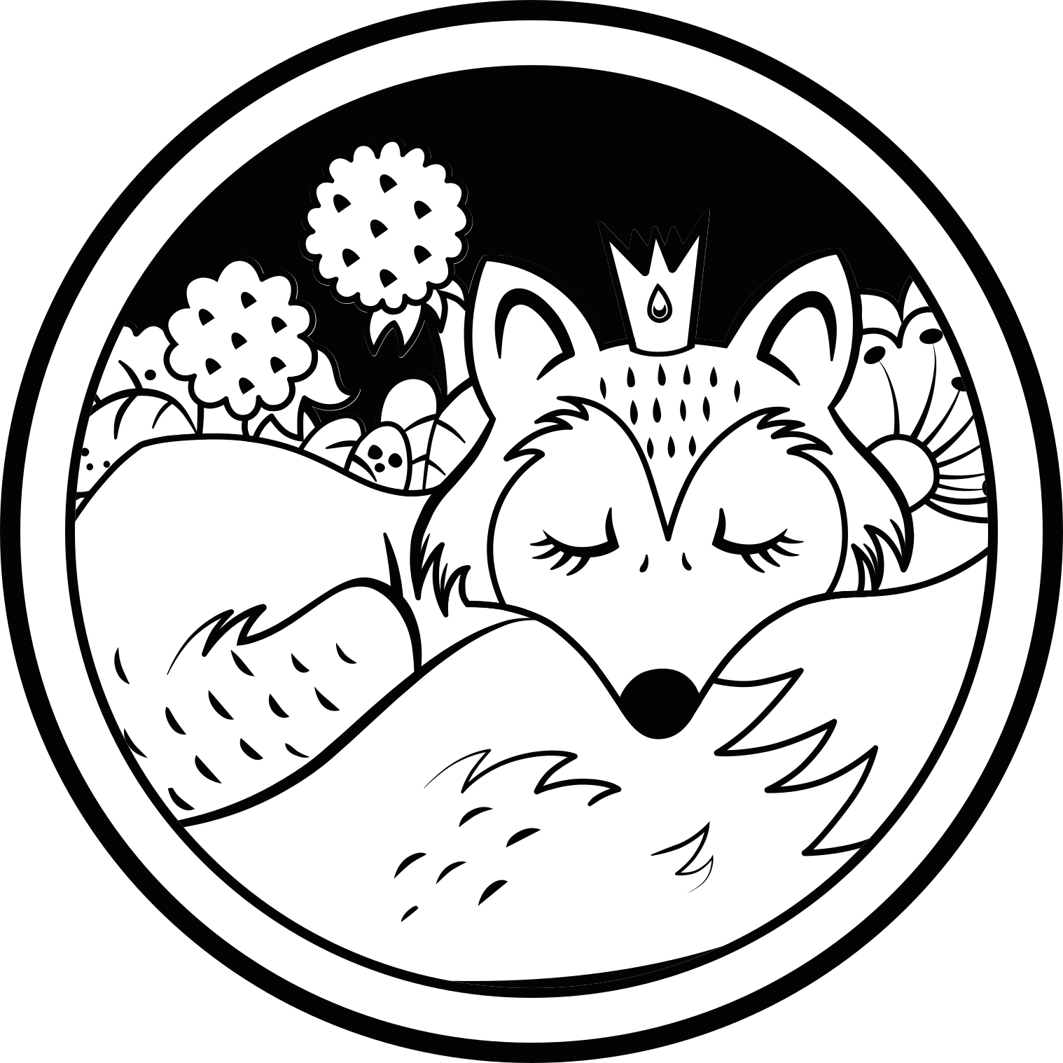 Sleeping fox animal circular vinyl rug - TenStickers