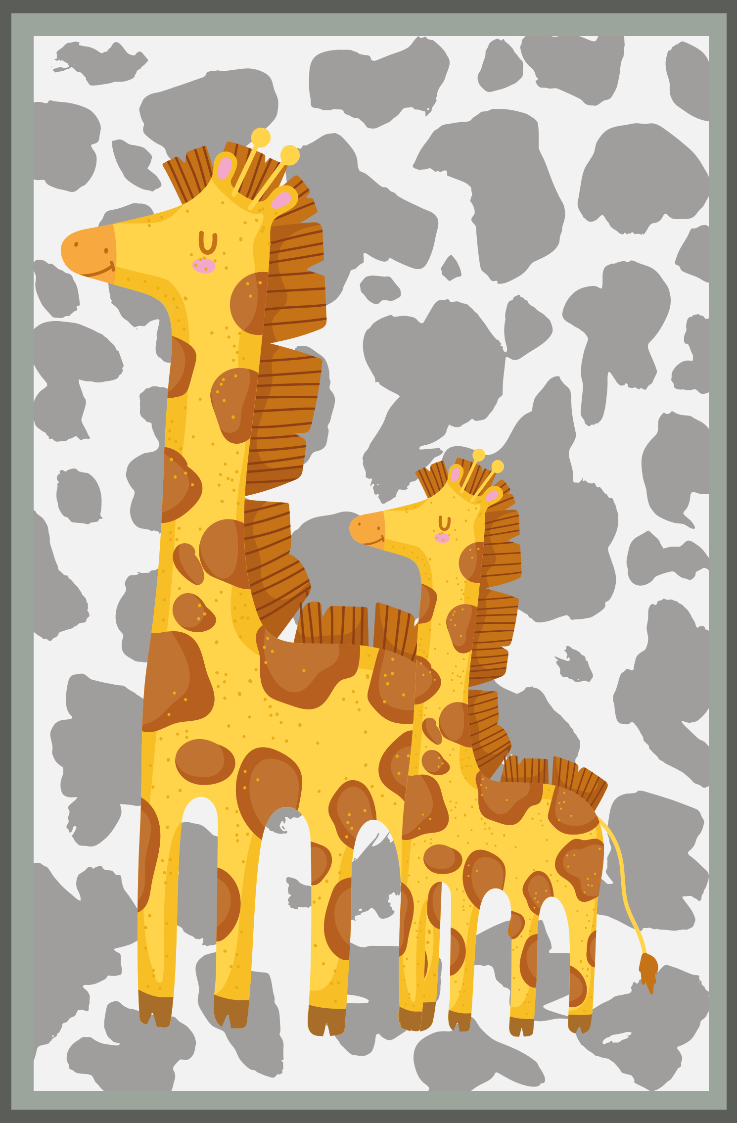 Giraffe Family Motif kids vinyl rug - TenStickers