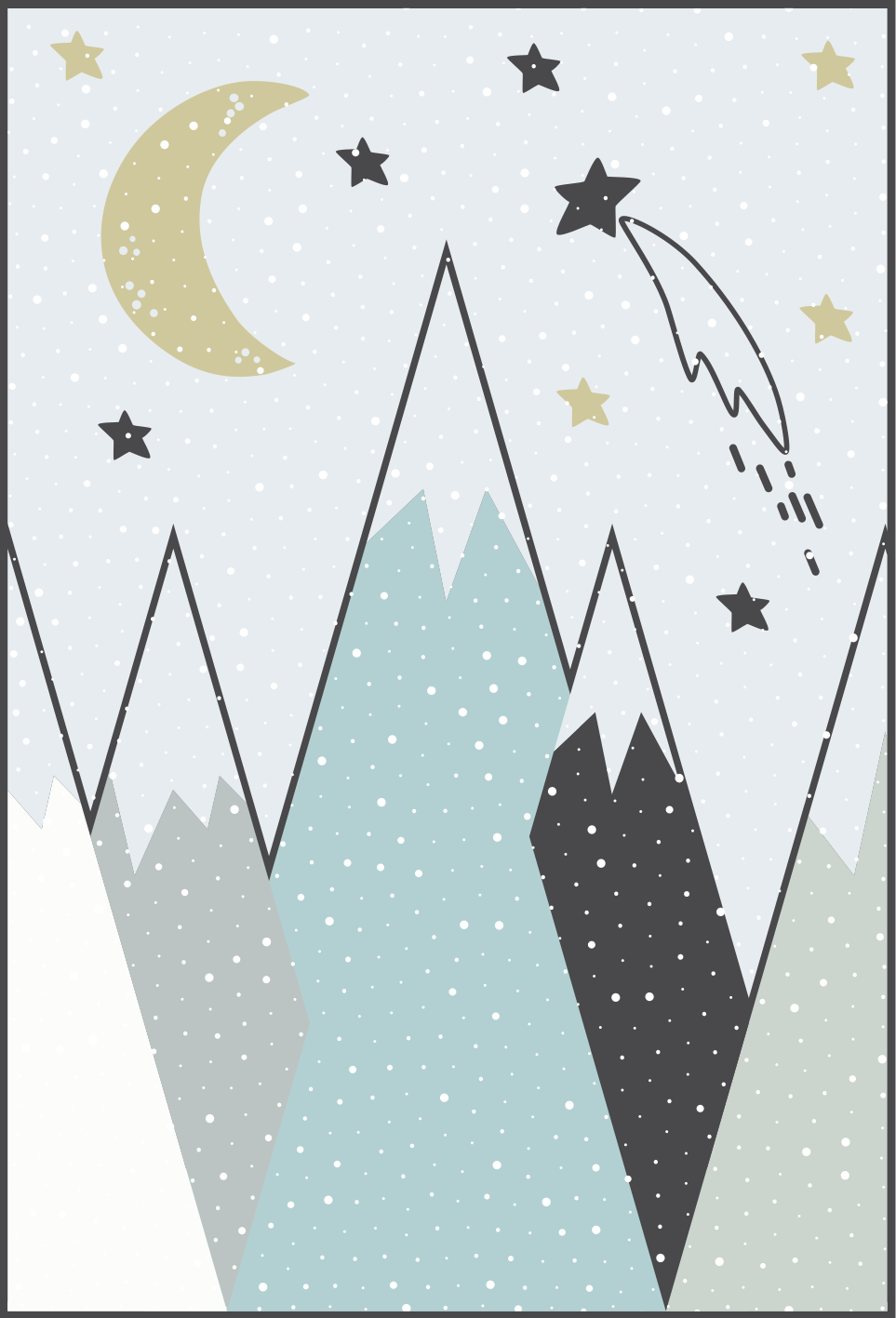 Mountainous Night Sky kids vinyl rug - TenStickers