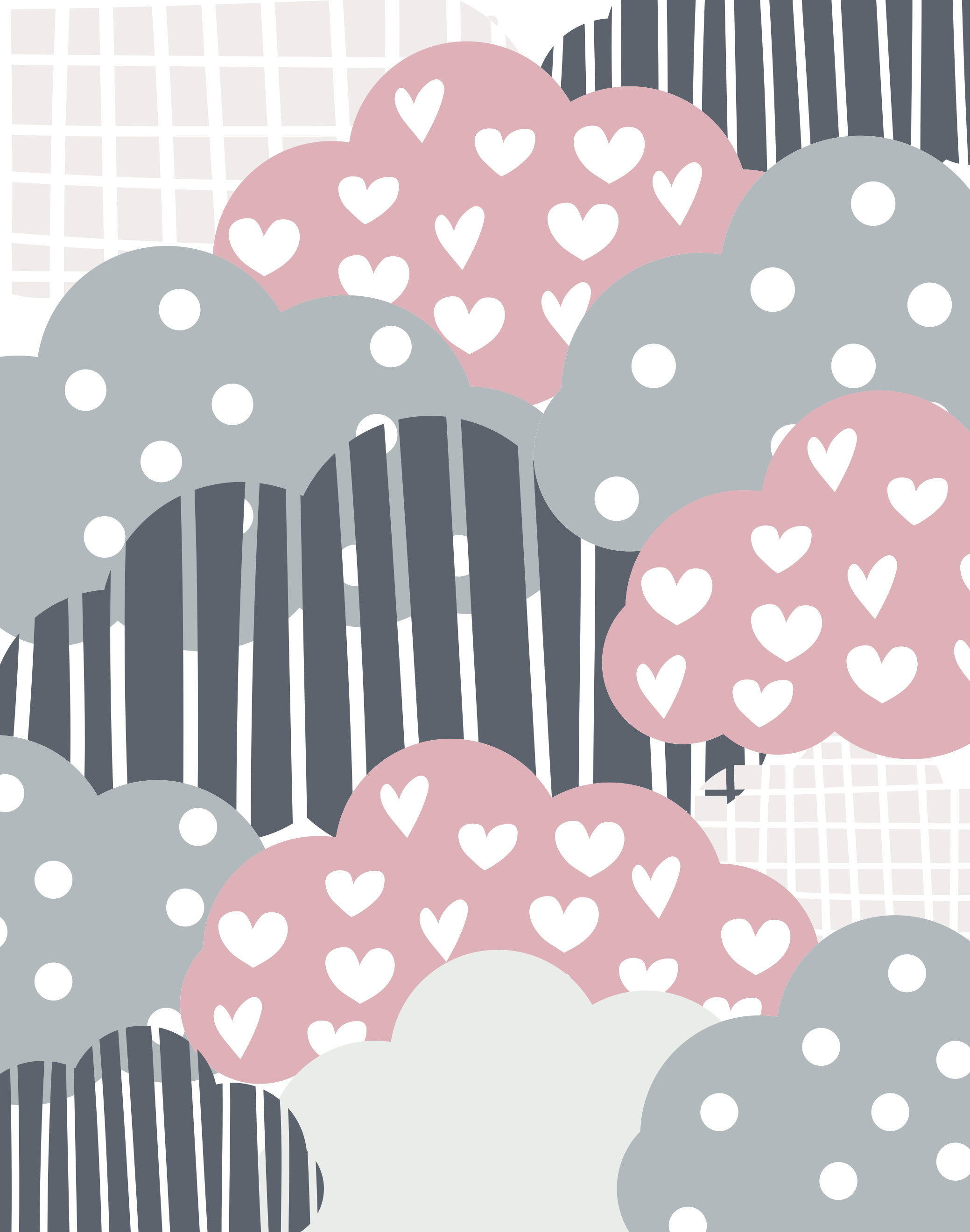 Cloudy Hearts Pattern kids vinyl rug - TenStickers