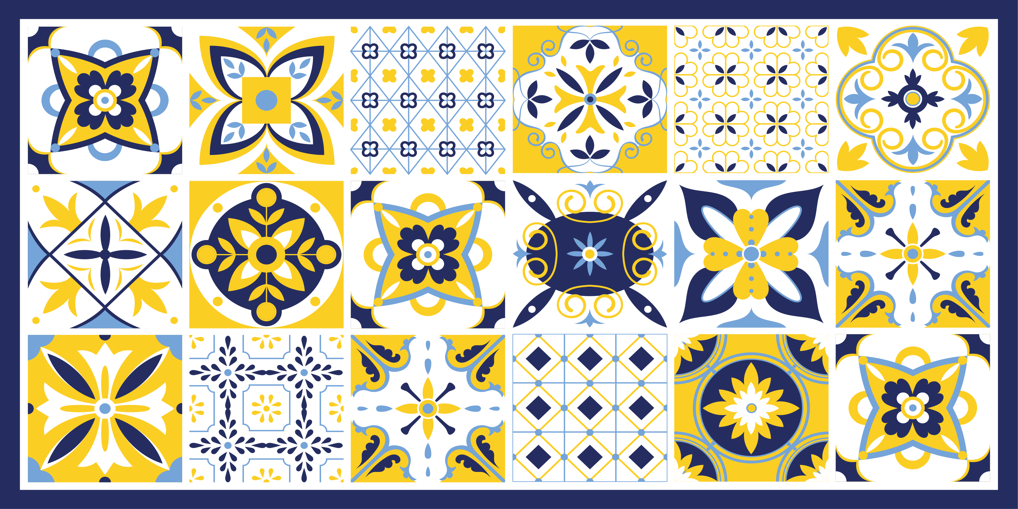 Blue Portuguese style tile carpet - TenStickers