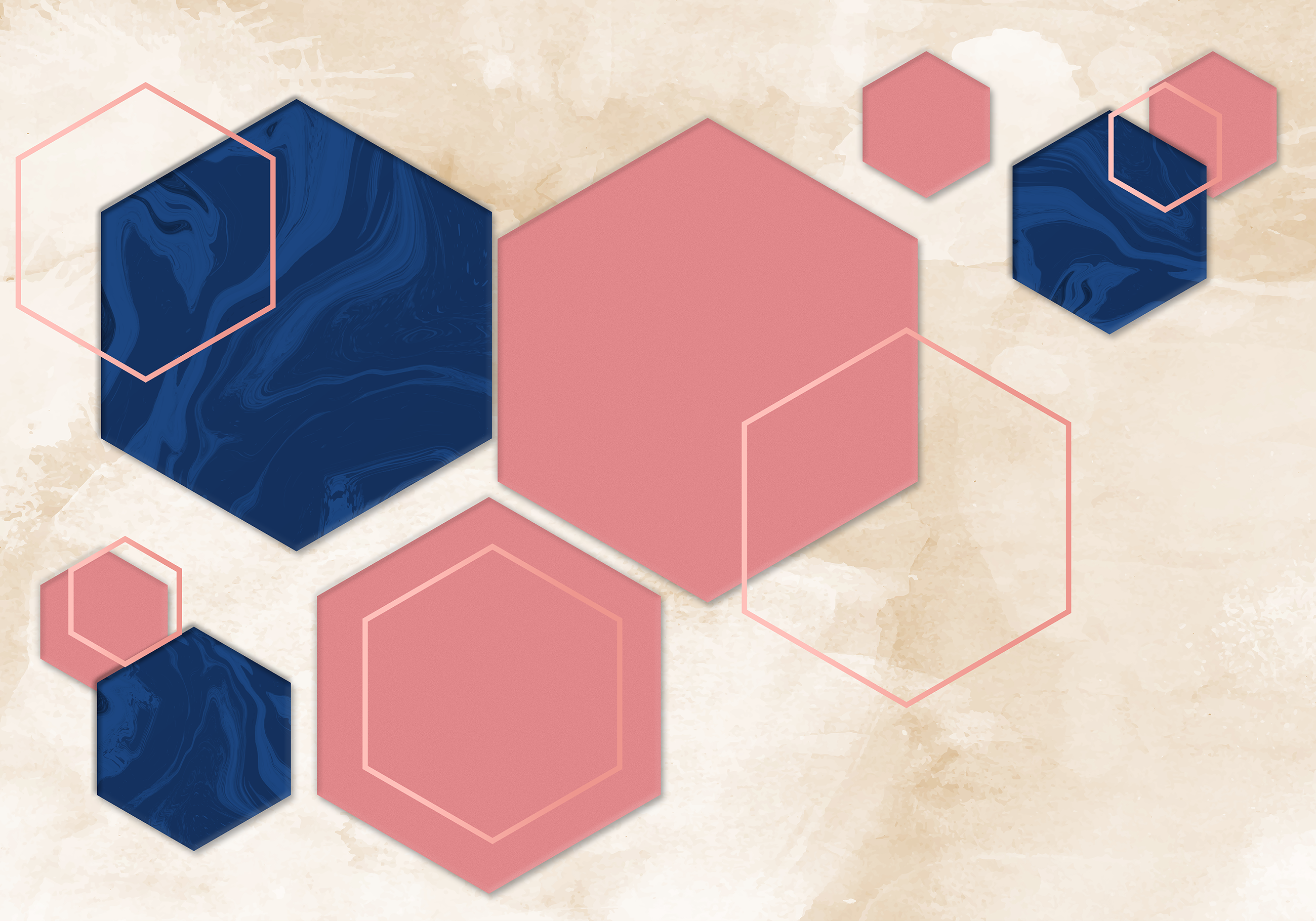 Abstract Hexagons geometric vinyl rug - TenStickers