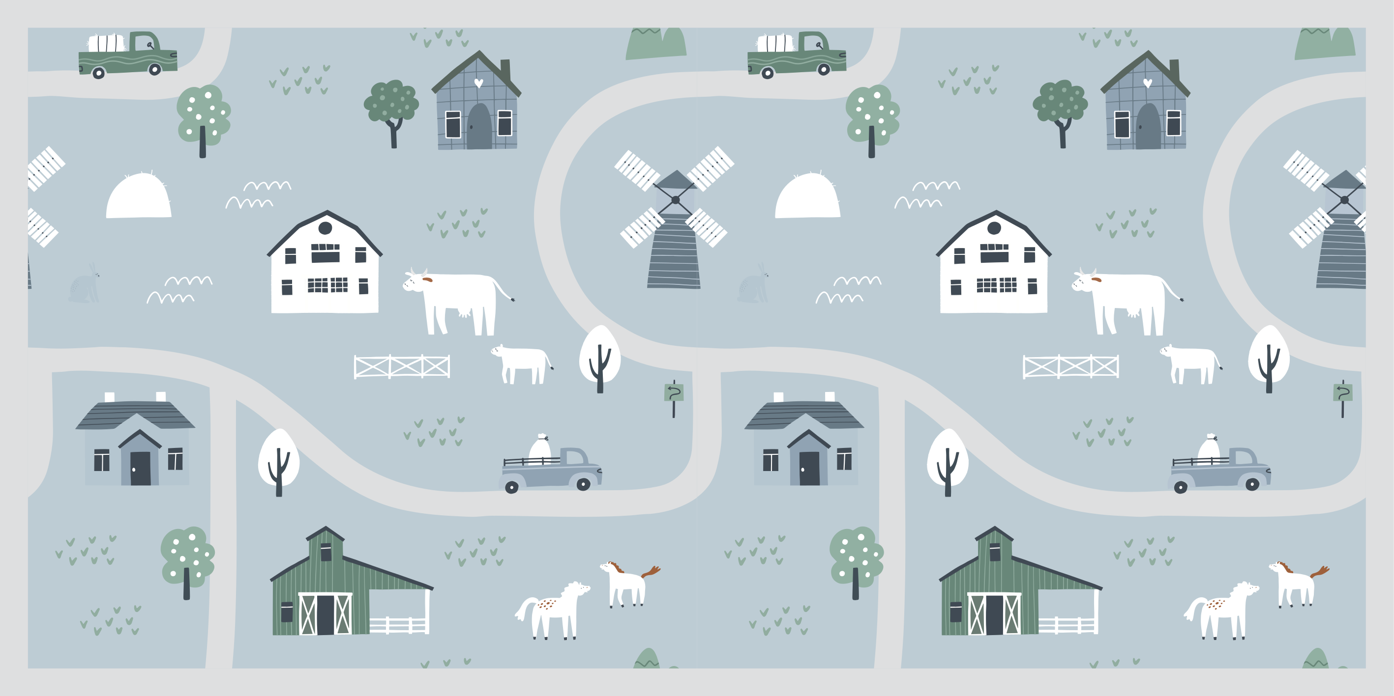 Playful farm theme kids vinyl rug - TenStickers