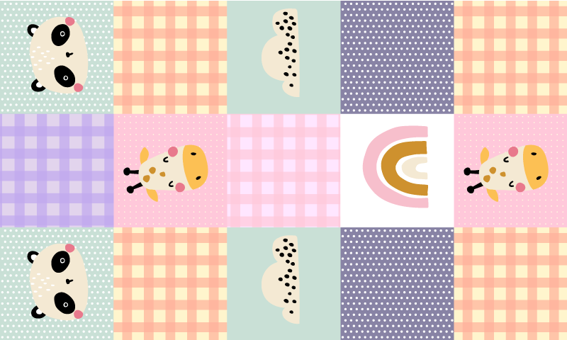 Playful patchwork kids vinyl rug - TenStickers