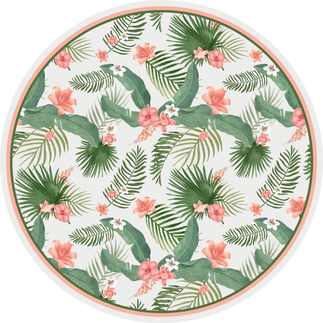 Tropical Botanicals floral vinyl rug - TenStickers