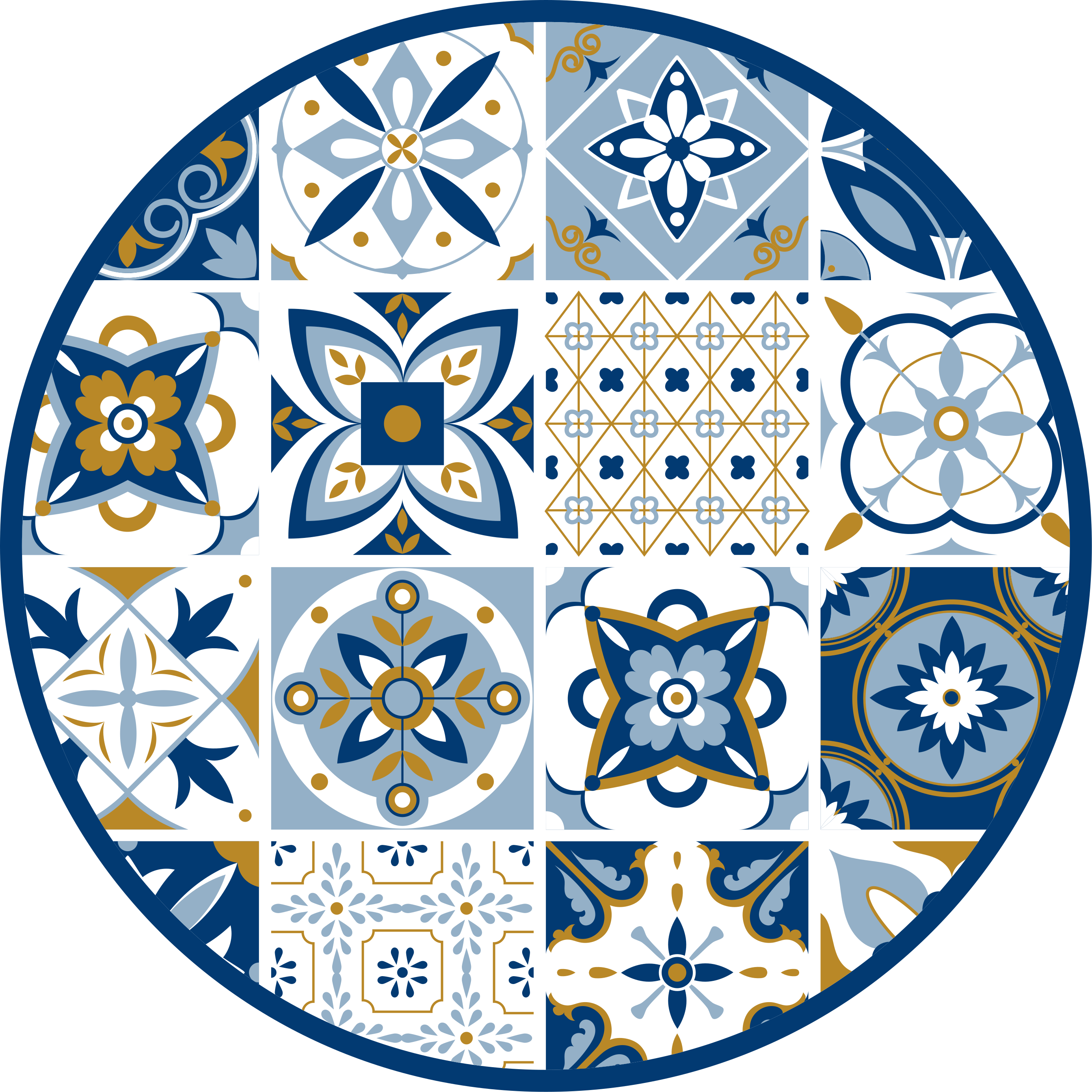 Circular tile pattern tile vinyl rug - TenStickers