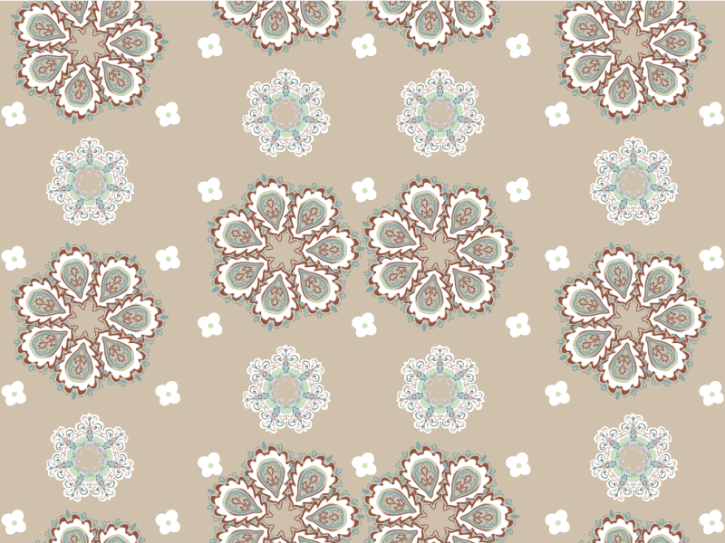 Mosaic Floral Elegant Pattern beige vinyl rug - TenStickers