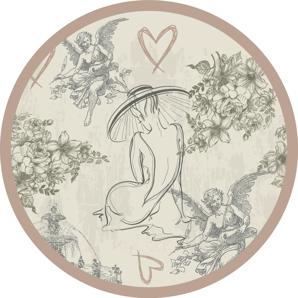 Round Ethereal Flower Emblem circular vinyl rug - TenStickers