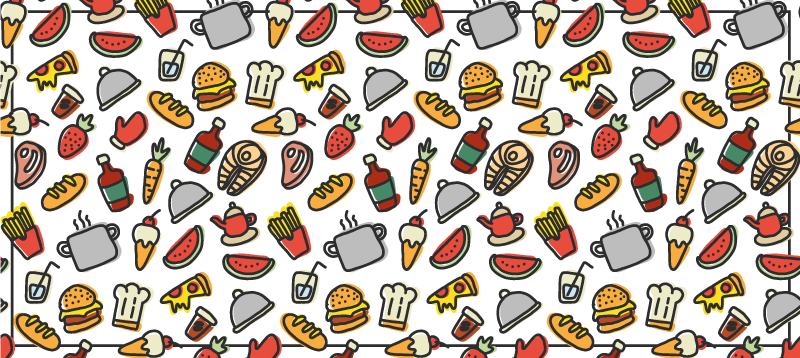 Food icons pattern modern rug - TenStickers