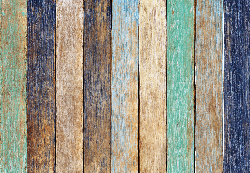 Aged color slats vinyl wood flooring - TenStickers