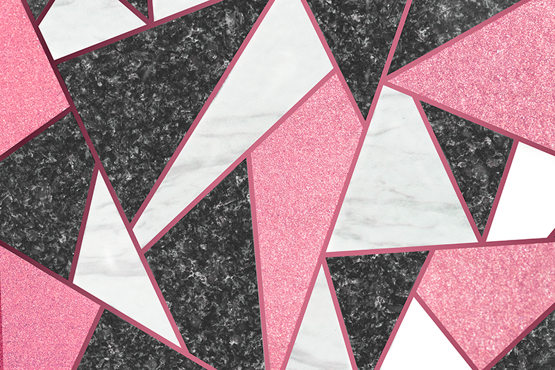 Pink & grey geometric shapes marble vinyl rug - TenStickers