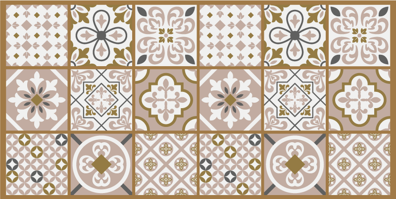 Patterned Floor Accent tile vinyl rug - TenStickers
