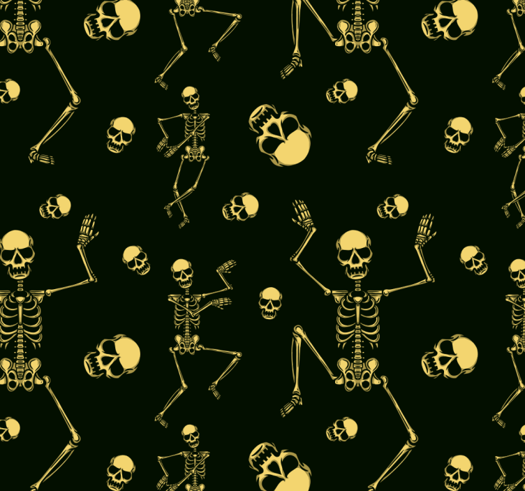 Black skeletons design halloween wallpaper - TenStickers