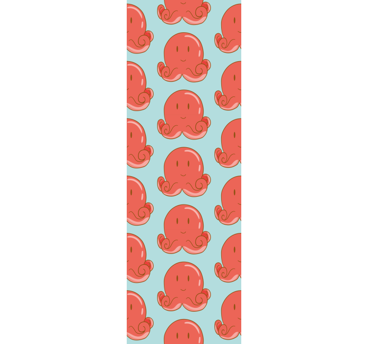 Red octopus design animal wallpaper - TenStickers