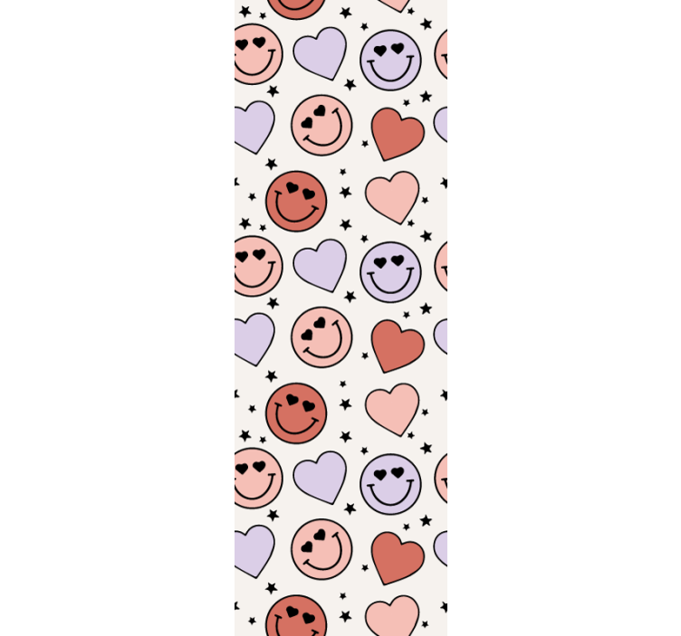 Smiley heart motif teenagers wallpaper - TenStickers