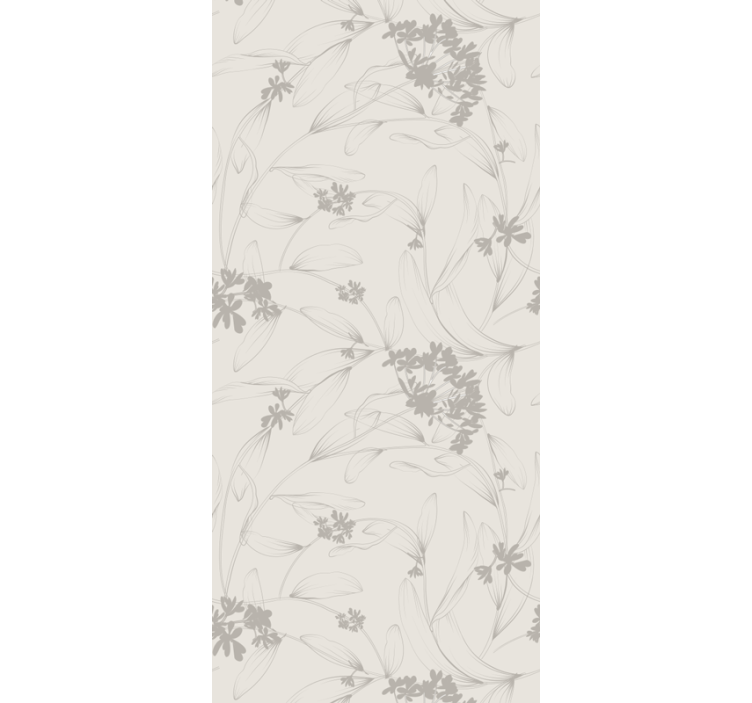 Beige outline pattern flower wallpaper - TenStickers