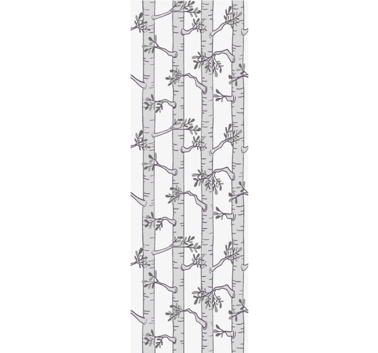 Birch grey and white motif tree wallpaper - TenStickers