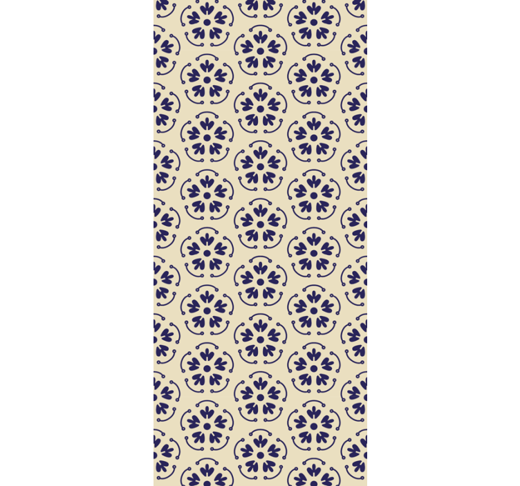 Round blue motifs floral ornament wallpaper - TenStickers