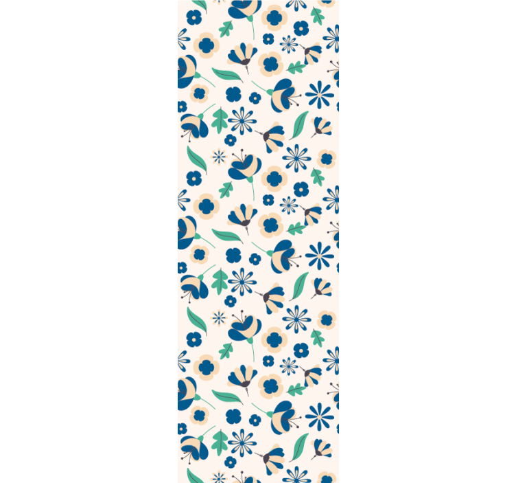Floral Blue Pattern flower wallpaper - TenStickers