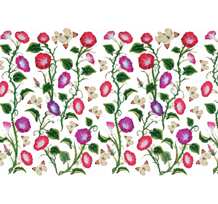 Flower wallpaper pink and purple trumpet flowers - TenStickers